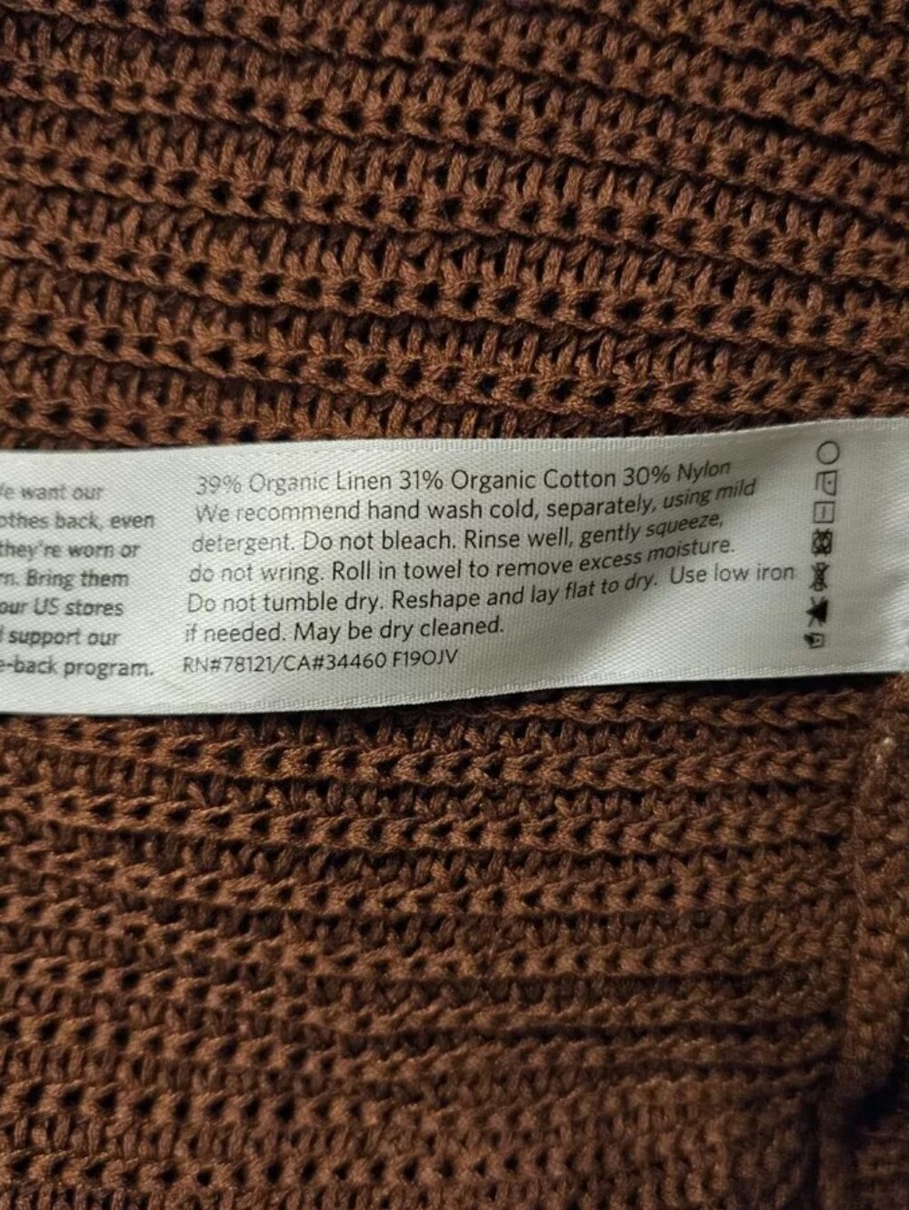 Eileen Fisher Organic Linen Cotton Tunic Asymmetrical Knit Brown Size S - Picture 9 of 10
